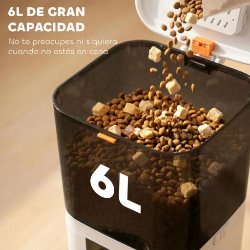 Comedero Automático 6L WiFi 2.4G con Control App 2 Cuencos Programable 1-10 Comidas Grabadora Voz 10s Fácil de Limpiar [7]