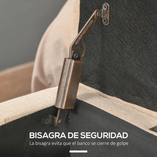 Banco de Almacenamiento Puff de Almacenaje Taburete Tapizado en Lino con Tapa Abatible para Entrada 125x49x41,5 cm Beige [2]