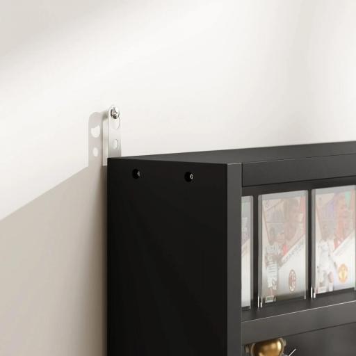 Vitrina de Pared Vitrina de Madera con Estantes Ajustables y 2 Puertas Correderas de Cristal 80x9,5x60 cm Negro [7]