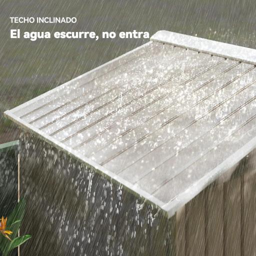 Cobertizo de Jardín 2,42 m² 213x130x185 cm con 2 Puertas Corredizas Techo Inclinado y 4 Ventanas Efecto Madera [6]