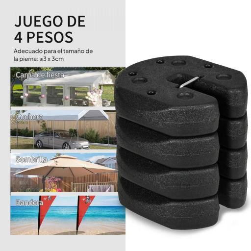 Pack de 4 Pesos para Carpas Plegables Rellenados con Cemento Bases para Toldo Pérgola Ø22x5,5 cm Negro [2]