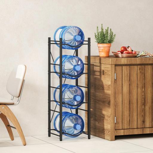 Soporte para Garrafones de Agua de 4 Niveles Estante de Almacenamiento para Botella de Agua para Cocina Comedor Negro [5]