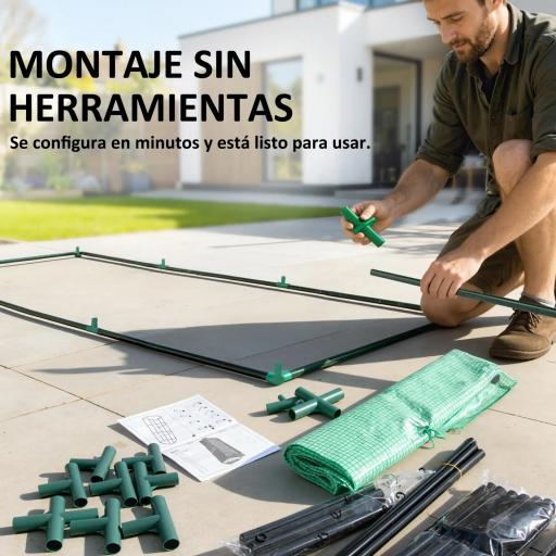 Invernadero de Terraza Mini Invernadero 240x90x90 cm con Ventanas de Malla para Cultivar Verduras y Flores Verde [5]