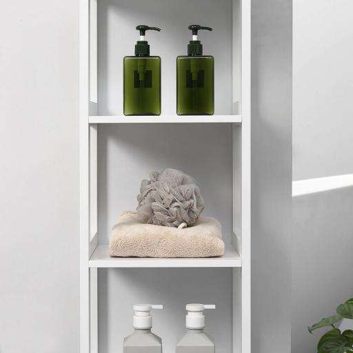 Estantería de Baño de Suelo de 5 Niveles Mueble Auxiliar de Almacenaje para Cocina Salón 30x30x140 cm Blanco [6]