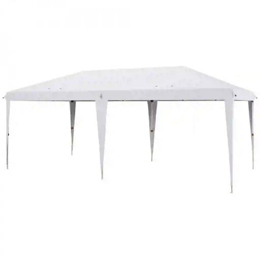 Carpa Plegable 6x3 m con Altura Ajustable en 3 Niveles Bolsa de Transporte Anti-UV y Marco de Acero Blanco [8]