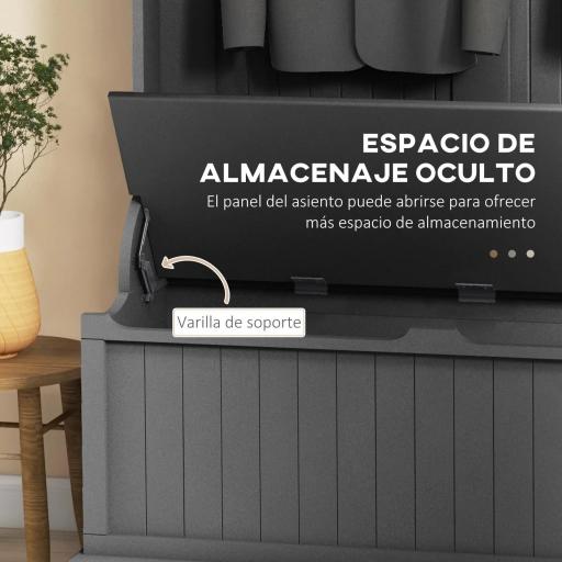Perchero Zapatero con Banco de Almacenamiento y 5 Ganchos Estilo Moderno 96x34x179,7 cm Negro [5]