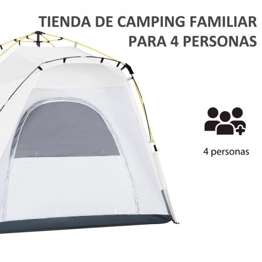 Tienda de Camping Emergente Instantánea con 4 Ventanas 2 Bolsillos y Bolsa de Transporte 240x240x199 cm Gris y Blanco [2]