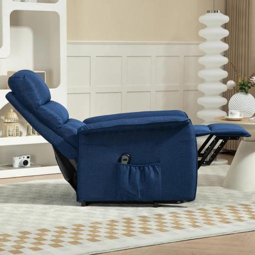 Sillón Relax Reclinable Eléctrico Levanta Personas con Mando a Distancia y Bolsillo Lateral Sillón Elevador Azul Oscuro [6]