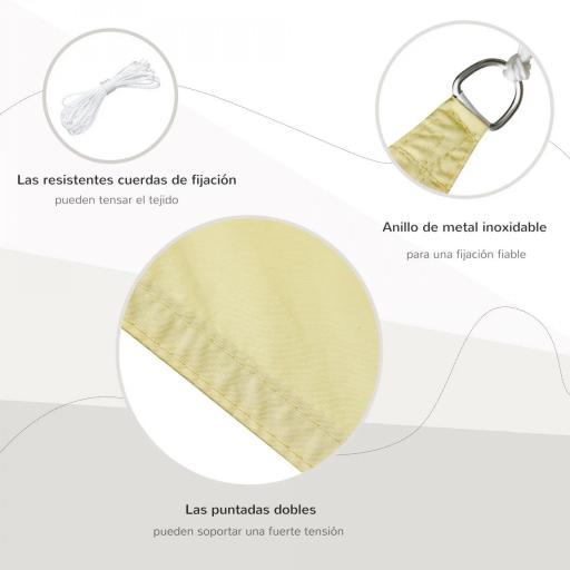 Toldo Vela Triangular 6x6x6 m Vela de Sombra para Jardín Patio Terraza Poliéster Anti UV Color Arena [2]