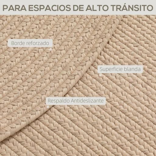 Alfombra Salón 170x120 cm Lavable en Lavadora Tejido a Mano Estilo Rústico Tapete para Sala de Estar Dormitorio Beige [2]
