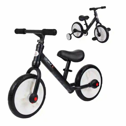 Bicicleta de Equilibrio con Pedales y Ruedas Entrenamiento Extraíbles de Asiento Regulable 33-38cm Niños +24 Meses Carga 25kg Negro [8]