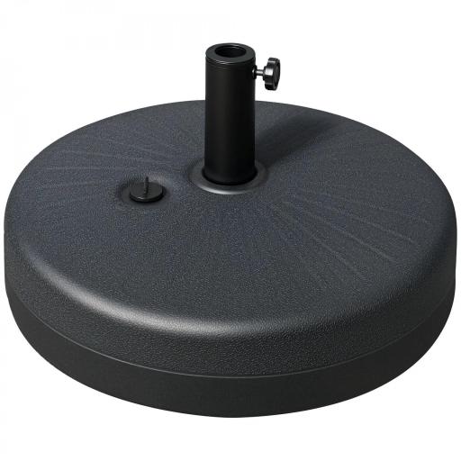 Base de Sombrilla de Jardín Rellenable de Agua 22 kg Soporte de Parasol Redondo Apto para Postes de 38mm/48mm Portátil para Terraza Patio Ø51x30,5 cm Negro [8]