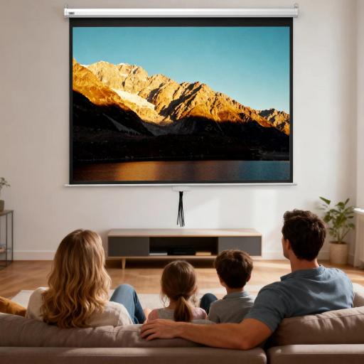 Pantalla de Proyección Manual 100 Pulgadas Formato 4:3/16:9 para Interior y Exterior Cine en Casa Patio Blanco