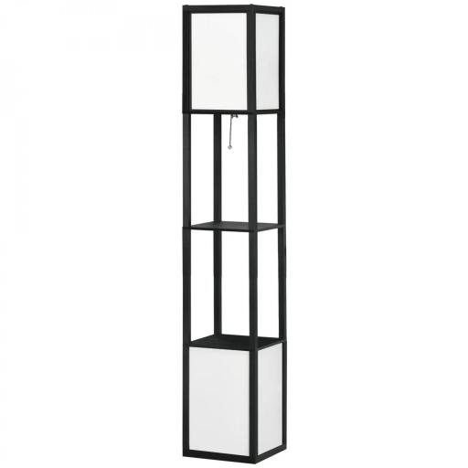 Lámpara de Pie de Madera con Estante para Bombilla E27 Potencia Máx. 40W Lámpara Moderna 26x26x156 cm Negro y Blanco [8]