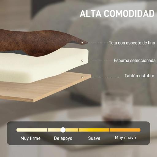 Butaca de Salón Tapizado en PU con Marco de Madera Maciza Asiento Acolchado para Sala de Estar Dormitorio Marrón [4]