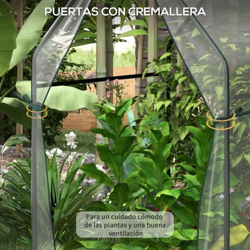 Invernadero de Terraza con 2 Puertas con Cremallera Anti-UV para Cultivo de Plantas Flores 90x90x145 cm Transparente [2]