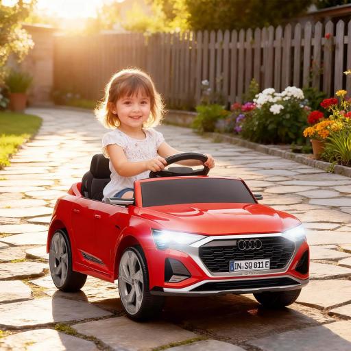 Coche Eléctrico para Niños Audi Q8 etron sportback con Batería 12V Mando a Distancia Faros Bocina y Música Rojo