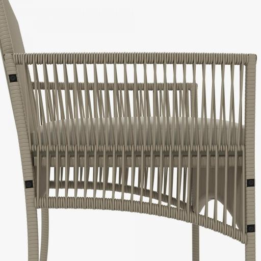 Juego de 4 Piezas Muebles de Terraza con 1 Sofá de 2 Plazas 2 Sillones y 1 Mesa de Centro con Encimera de Cristal Caqui [5]