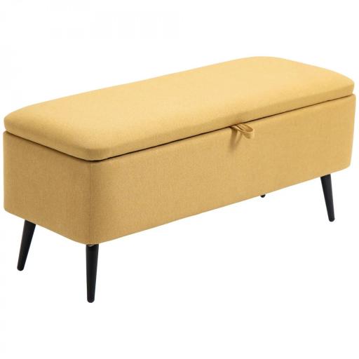 Banco de Almacenamiento con Tapa Abatible y Patas de Acero para Dormitorio Salón Entrada 101x38,5x44,5cm Amarillo [7]