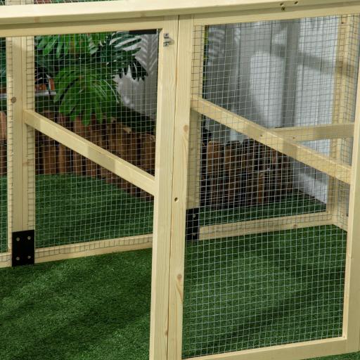 Gallinero para Exterior 140x88,5x106 cm con 3 Perchas Marco de Madera y 2 Puertas con Cierre Madera Natural [7]