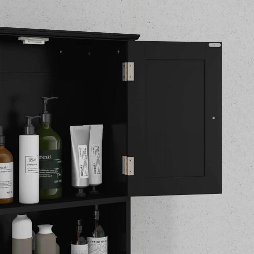 Armario de Baño de Pared Armario Colgante Mueble Suspendido de Baño con 2 Puertas y 2 Cajones 50,8x17,8x66 cm Negro [7]