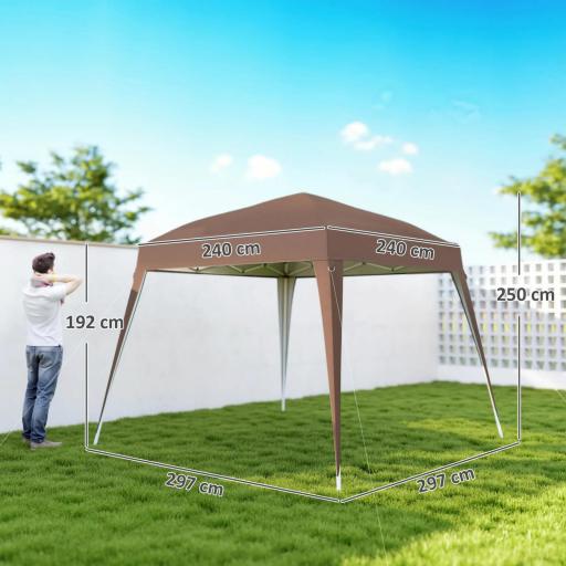 Carpa Plegable 3x3 m Pop-up Cenador de Jardín Altura Ajustable con Bolsa de Transporte Anti-UV Impermeable Café [1]