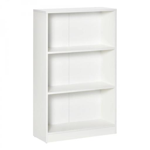 Estantería Librería con 3 Compartimentos de Almacenaje Libros CDs Plantas para Salón Estudio Dormitorio 62,2x24x102,4 cm Blanco [8]