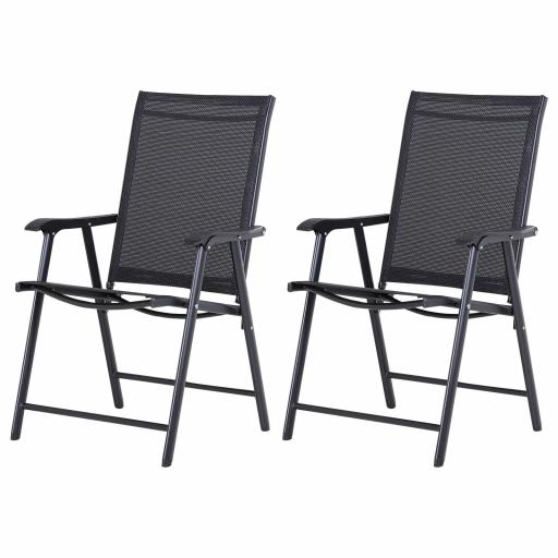 Conjunto de 2 Sillas Plegables para Exterior con Reposabrazos para Jardín Terraza Carga 110 kg 58x64x94 cm Negro [8]