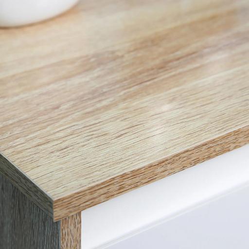 Armario Auxiliar de Baño con 1 Cajón y 1 Puerta Mueble Auxiliar de Baño para Salón Aseo Dormitorio Estilo Moderno Antivuelco 32,6x30x90 cm Blanco y Natural [6]