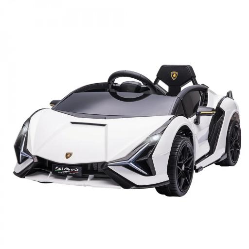 Coche Eléctrico Lamborghini SIAN 12V para Niños de +3 Años con Mando a Distancia Música MP3 USB 108x62x40 cm Blanco [10]