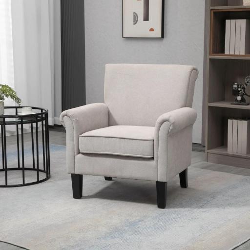 Butaca de Salón Tapizada en Tela Sillón Relax con Reposabrazos Asiento Extraíble para Dormitorio 79x78x87 cm Gris