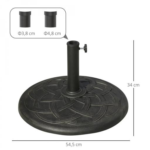 Base para Sombrilla de Jardín Peso Neto 19 kg Soporte de Parasol Apto para Mástil de 38mm/48mm Resina para Terraza Patio Exterior Ø54,5x34 cm Bronce [1]
