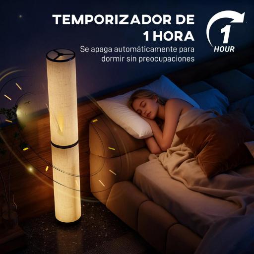 Lámpara de Pie Moderna Salón con Brillo Temperaturas de Color Ajustables Mando a Distancia Magnético Temporizador Beige [6]