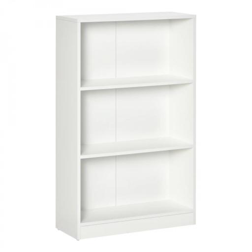 Estantería Librería con 3 Compartimentos de Almacenaje Libros CDs Plantas para Salón Estudio Dormitorio 62,2x24x102,4 cm Blanco [9]