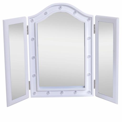 Espejo de Maquillaje con Luz LED Plegable Espejo Triple de Mesa Regalo Original para Mujer Cargo con Batería Espejo Cosmético con Iluminación 73x53.5x4.5cm [5]