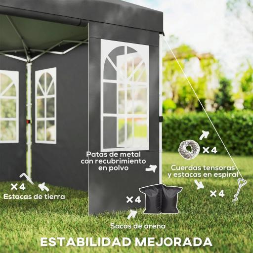 Carpa Plegable 3x3 m Pop-up con UPF50+ 4 Laterales Desmontables Altura Ajustable y Bolsa de Transporte Gris Oscuro [5]
