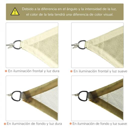 Toldo Vela Rectangular 4x3 m Vela de Sombra para Jardín Patio Terraza HDPE Anti UV y Transpirable Color Crema [3]