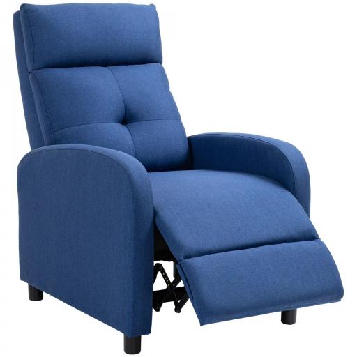 Sillón Reclinable Manual Sofá Individual con Reclinación hasta 155º Carga 150 kg Azul [8]