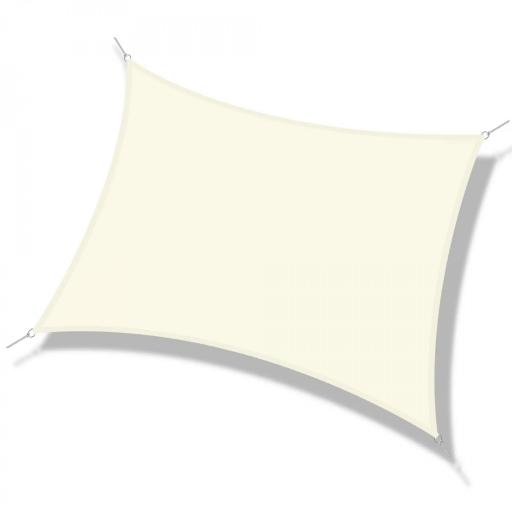 Toldo Vela de Sombra Cuadrado 3x3 m Toldo de Terraza de Poliéster con Anillo de Acero Inoxidable y Cuerdas Crema [10]