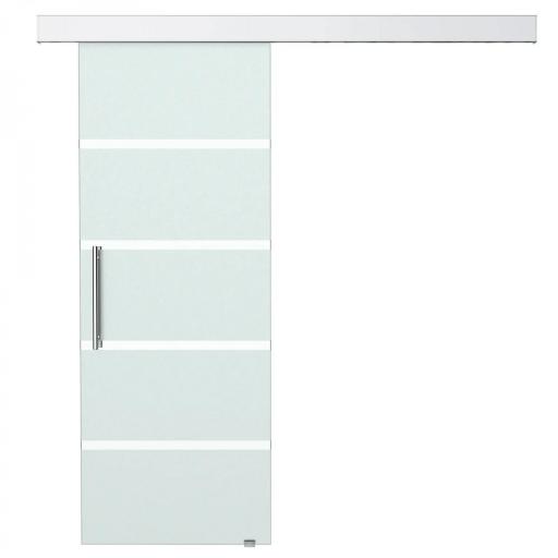 Puerta Corredera de Cristal 77,5x205 cm Puerta Corrediza Deslizante con Riel de Cristal de Seguridad Translúcido [8]
