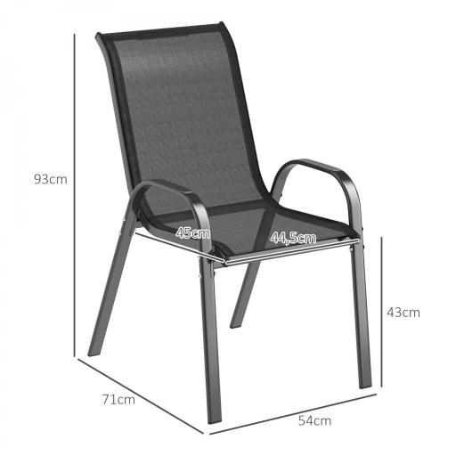 Set de 4 Sillas de Exterior Apilables con Asiento de Malla Respaldo Alto y Marco de Acero para Jardín o Terraza [1]