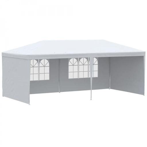 Carpa de Jardín 6x3m con 4 Paredes Laterales 2 Ventanas Visibles Cenador Gazebo de Exterior para Fiestas Eventos Blanco [9]