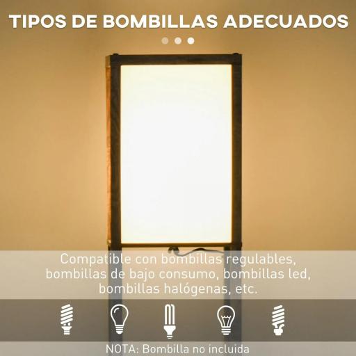 Lámpara de Pie con 3 Estantes de Almacenaje para Bombilla E27 Potencia Máx. 40W para Salón 26x26x160 cm Marrón Rústico [4]