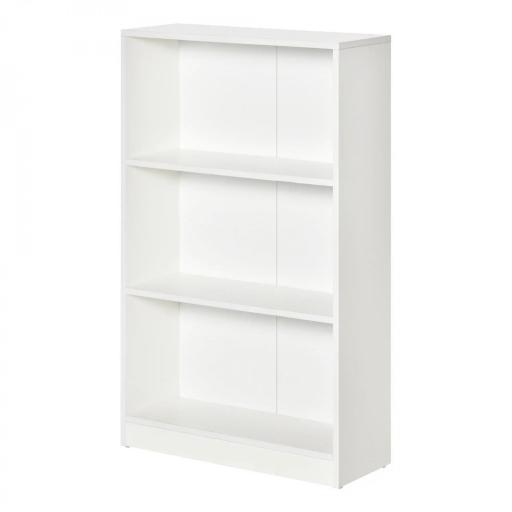 Estantería Librería con 3 Compartimentos de Almacenaje Libros CDs Plantas para Salón Estudio Dormitorio 62,2x24x102,4 cm Blanco [10]