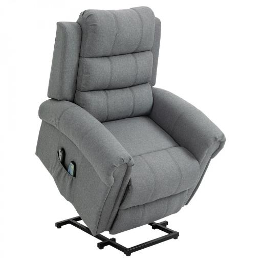 Sillón Relax Reclinable Eléctrico Levanta Personas con Masaje Vibratorio y Calor Control Remoto Gris [9]