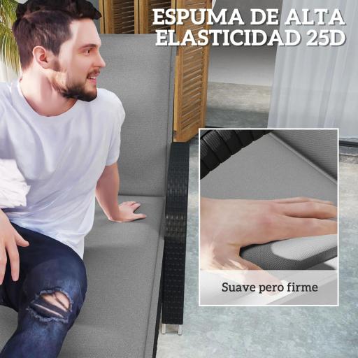  2 Cojines para Tumbonas de Jardín con Protección UV Resistentes a Salpicaduras 193x58x6 cm Gris [3]