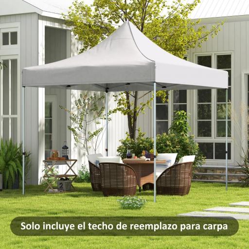 Techo de Repuesto para Carpa Plegable de Tela Oxford 3x3 m con Techo Puntiagudo Impermeable y Anti-UV Blanco [1]