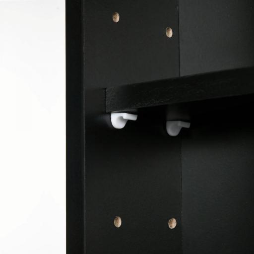 Vitrina de Pared Vitrina de Madera con Estantes Ajustables y 2 Puertas Correderas de Cristal 80x9,5x60 cm Negro [5]