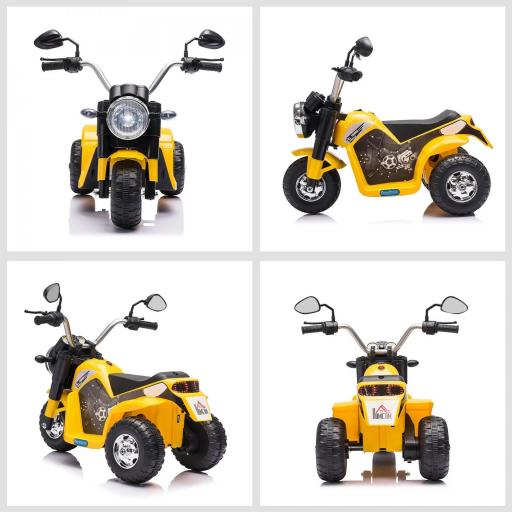 Moto Eléctrica Infantil con 3 Ruedas Moto Eléctrica para Niños de 18-36 Meses Triciclo a Batería 6V con Faro Bocina 72x57x56 cm Amarillo [2]