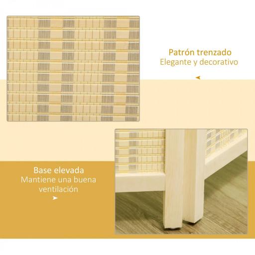 Biombo de 4 Paneles Plegable 180x180 cm Separador de Ambientes Tejido a Mano de Bambú Decoración para Salón Natural [3]